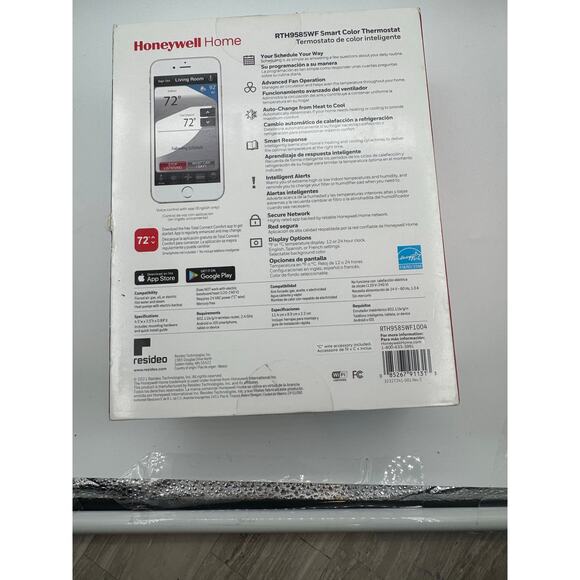 Honeywell RTH9585WF1004 Gray Wi-Fi Smart Color Thermostat Nob - Picture 6 of 7